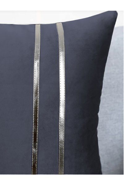 DeccoStil Throw Pillow Cover with Silver Detail (1 Piece)