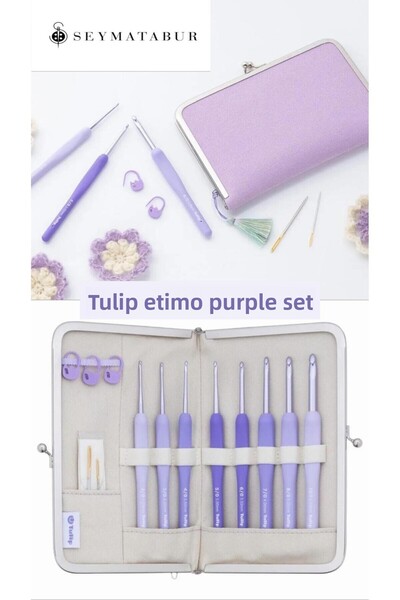 BALIM ÖRGÜ EVİ طقم توليب إتيمو أرجواني (موراساكي) ومقص ذهبي