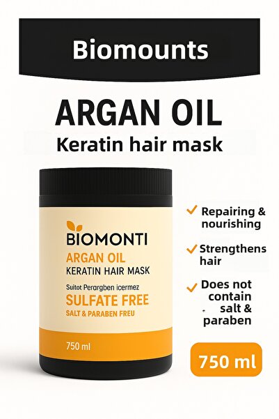 BİOMONTİ قناع الشعر بزيت الأرغان 750 مل
