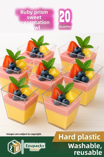 Ezupack وعاء بلاستيكي شفاف على شكل مكعب من الميكا بسعة 200 سم مكعب للحلويات و...