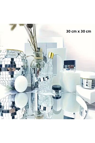 N&M STORE Αυτοκόλλητο Πάνελ Διακόσμησης Καθρέφτη Τετράγωνο Ασημί Γυάλινο Μωσαϊκό Πλακάκια 30x30 εκ.