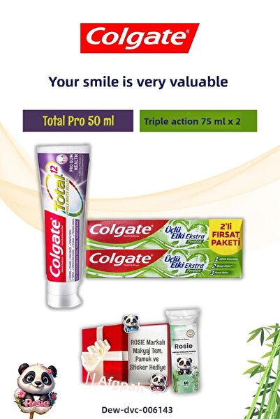 Colgate معجون أسنان ثلاثي المفعول، توتال برو وروزي هدية