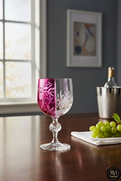 Kristal Market Bohemia Crystal Goblet Double Color Coffee Side Glass, Passion...