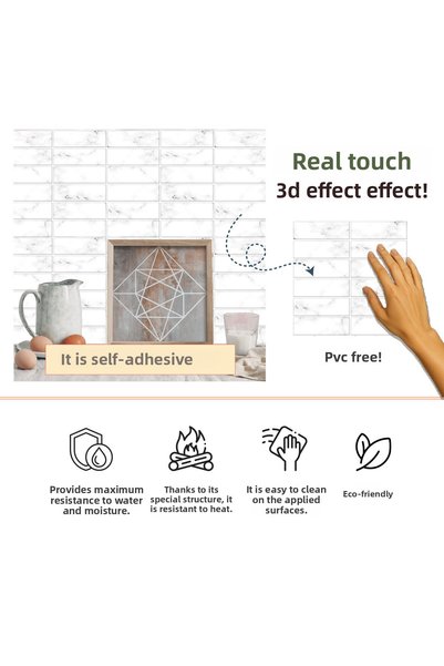 Stickez Tiles 3D Self Adhesive Wall Tile 30.5 cm X 30.5 cm (4 Pcs) 0.371 m²