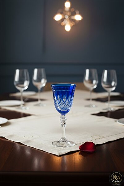 Kristal Market Handmade Crystal Drop Colorful Luxury Footed Goblet Coffee Side Water Glass