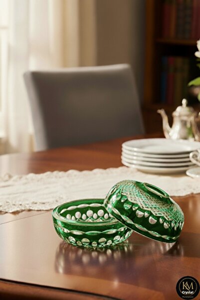 Kristal Market Handmade Cut Crystal Royal Pattern Decorative Presentation Holder Closed Napkin Holder