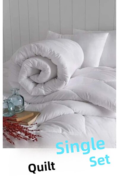 Cotton Box Set cuvertură din microfibră - Single + 1 pernă 50x70 cm - Cuvertură 155x215 cm - Alb