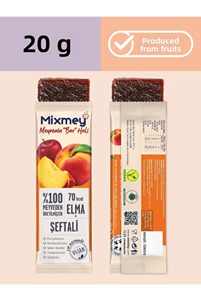 mixmey Mega Mixed Fruit Bar Pack 50 Units |   Healthy Snacks – Vegan, Gluten Free (20Gr X 50 Pcs)
