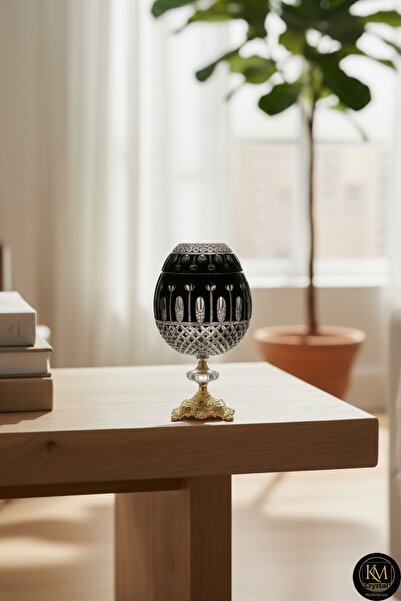 Kristal Market حامل مناديل وشموع كبير مزخرف بنمط كريستالي مصنوع يدويًا