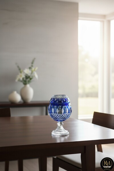 Kristal Market Handmade Crystal Cut Pattern Large Decorative Footed Napkin Holder