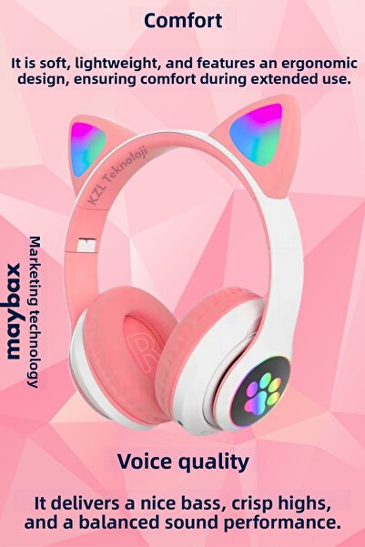 Angelphoto سماعة رأس P68 Bass Cat Bt Fm راديو بطاقة SD Aux Input RGB Lighted ...