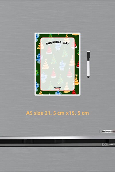 The Grade قائمة تسوق صيفية ملونة لعيد الميلاد على شكل شجرة الصنوبر، حامل مغناطيسي للثلاجة، حامل ملاحظات لزينة عيد الميلاد