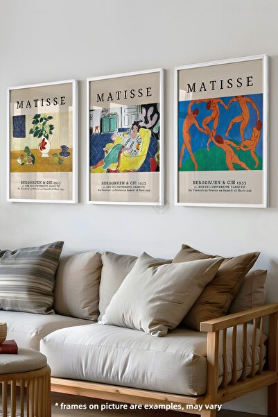 Basquiart Poster înrămat alb în 3 piese Matisse Vintage, Set de picturi nr:14