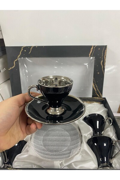TEKBİR HOME Silver Handled Footed 6-Person Cup Set