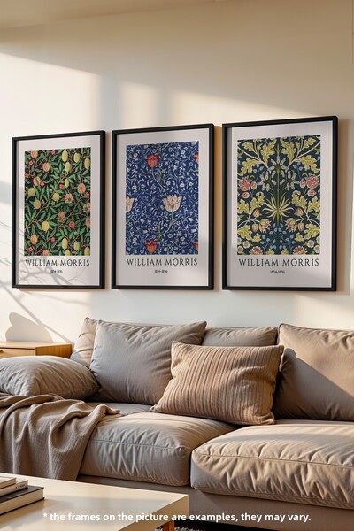 Basquiart Set de 3 postere cu ramă neagră cu motive florale, set de picturi n...