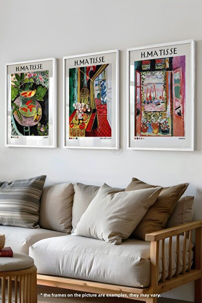 Basquiart Poster înrămat alb în 3 piese H Matisse, set de picturi nr.:38