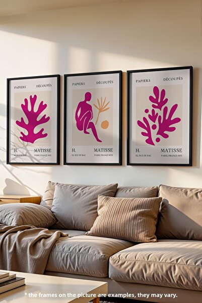 Basquiart Ματίς Μοντέρνα Αφίσα με Μαύρο Πλαίσιο 3 τεμαχίων, Σετ Πίνακων Αρ.:23