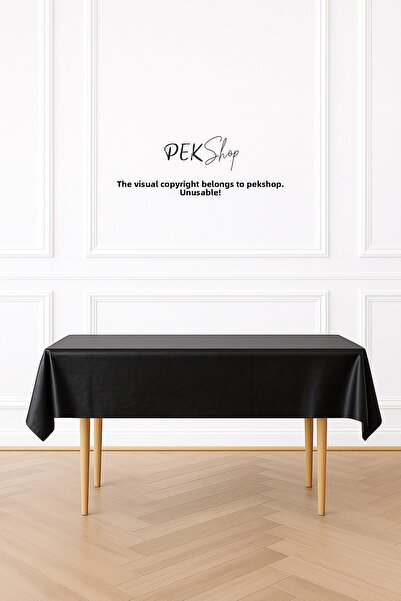 PEKSHOP Reusable Black Tablecloth Luxury Plastic Table Cover Black