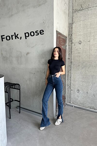 XRAY JEANS Magas derekú, rugalmas sötétkék farmernadrág - bő spanyol lábszár