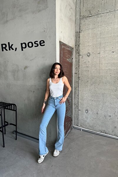 XRAY JEANS Γυναικείο βαμβακερό τζιν παντελόνι με φουσκωτό μπλε πάγο