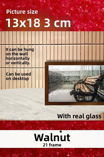 AtlasSG Real Glass 21cm Flat 13 X 18 Brown Photo Picture Frame Standing Backboard or Hanging on the Wall