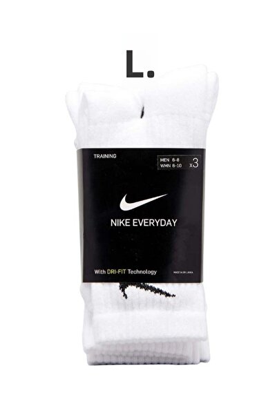 Nike 3 Pairs Unisex Everyday Sports Running Training Socks - Cotton Padded Crew, Dri-Fit Sx7664-010