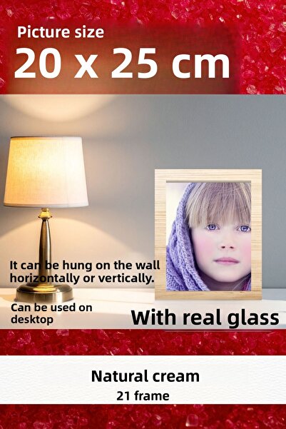 AtlasSG Real Glass 21cm Flat 20 X 25 Cream Photo Picture Frame Standing Backboard or Hanging on the Wall