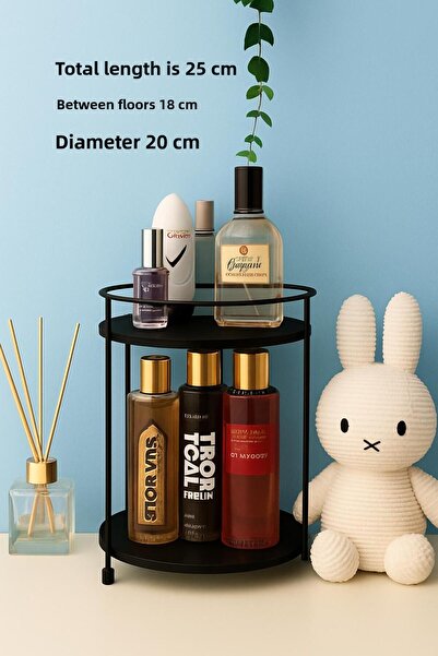 VENON Μαύρη οργάνωση κοσμημάτων μπάνιου 2 επιπέδων - Οργανωτής πολλαπλών χρήσεων, δίσκος παρουσίασης σερβιρίσματος