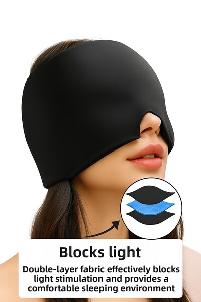 SEVENHİLLS Migraine and Ice Cap, Headache Relief Thermal Wrap, Stress Relief Cold Compress Hat (Black)