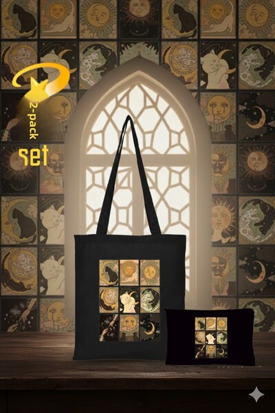 Boom town Cloth Bag - Pen Holder, Makeup Bag Set of 2, Black