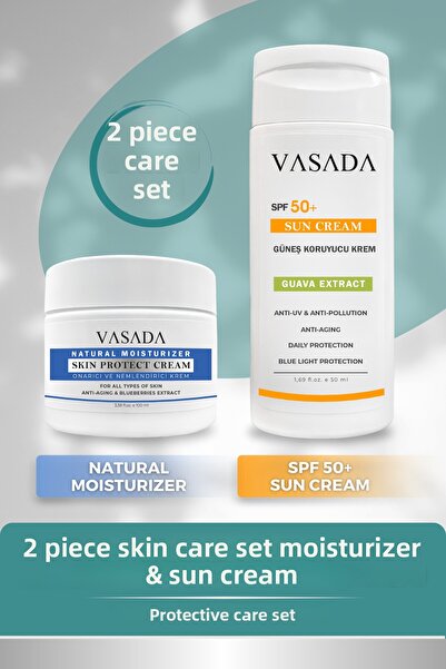 Vasada كريم العناية بالبشرة المرطب لإصلاح البشرة 100 مل وكريم الشمس عالي الحم...
