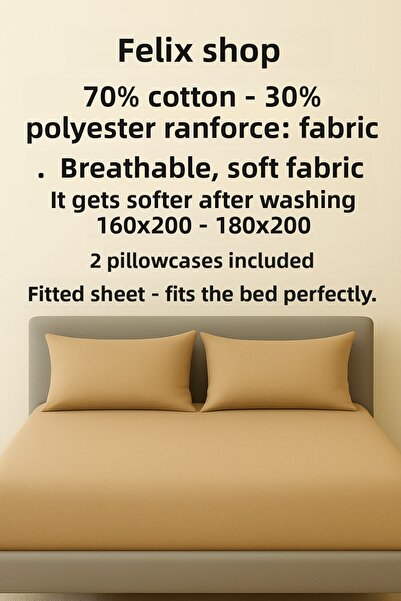 Home Double Cotton Ranforce Sheet Set - Elastic, Pillowcase Set 180*200/50*70