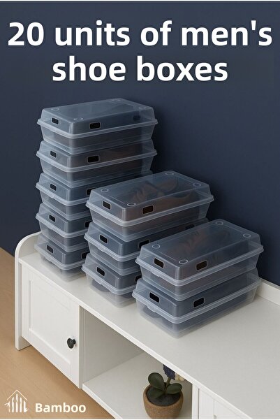 Bambus Κουτί παπουτσιών 20 τεμαχίων διάφανο για ανδρικά παπούτσια