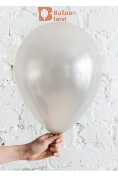 BALON DİYARI 10 بالونات معدنية بيضاء - ديكور أنيق ولامع