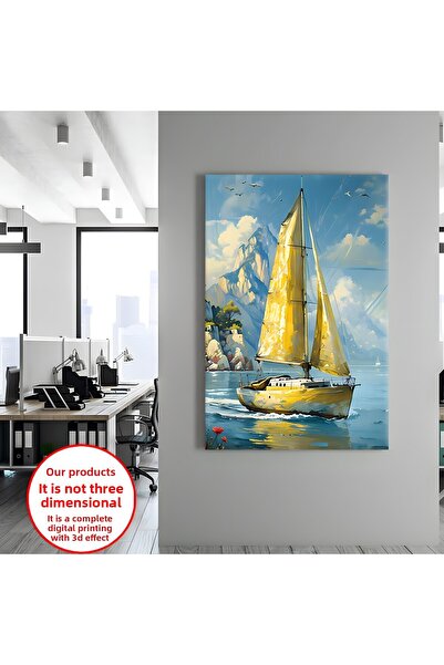 Harika bir ev TABLĂ PENTRU PERETE DE SALON BARCĂ DE AUR |   TABLO PE Pânză FĂ...