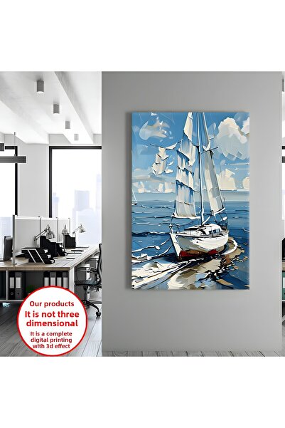 Harikabirev TABLĂ PENTRU PERETE DE SALĂ BARCĂ ALBĂ |   TABLO PE Pânză FĂRĂ CA...