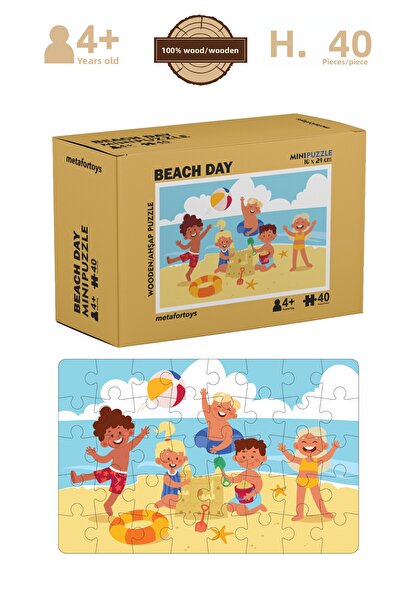 metafortoys لغز خشبي صغير لعيد الشاطئ |   40 قطعة لعمر 4+
