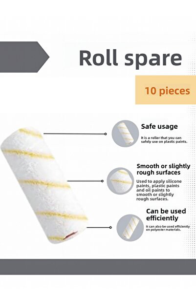 TAYEM رأس بديل لرول الطلاء، رأس بديل لرول الطلاء، رول طلاء زيتي 10 سم، 10 قطع