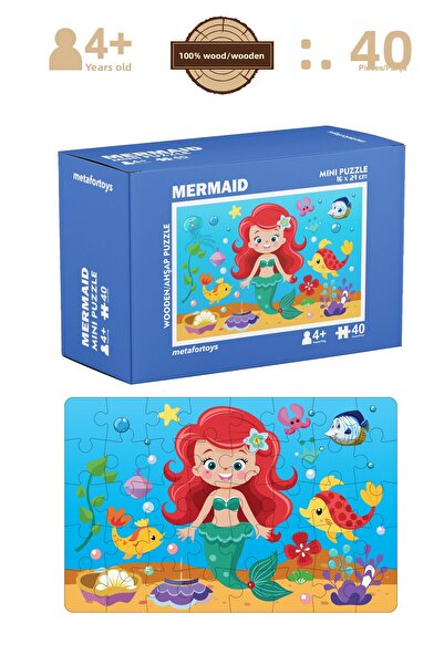 metafortoys لغز حورية البحر الخشبي الصغير |   40 قطعة لعمر 4 سنوات