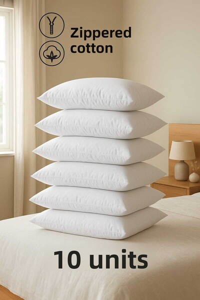 miadora cotton 10 قطع من أغطية الوسائد القطنية البيضاء مقاس 50×70 مع سحاب، بط...