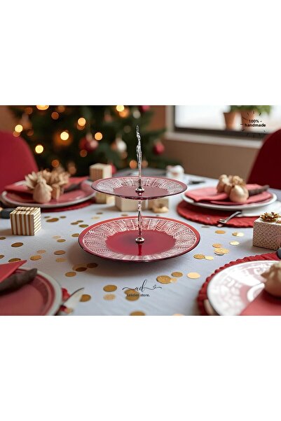 AKDEN STORE Cut Crystal Decor 6-Person Cake Serving Set, Cake Plate Set