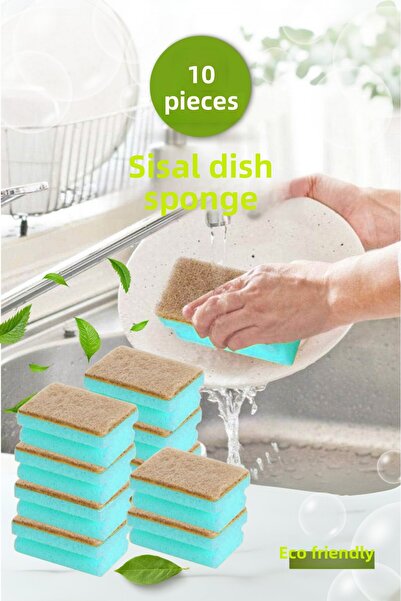 grimorlife 10 Pieces Natural Fiber Sisal Corrugated Dish Sponge - Special Textured Pinterest Kitchen Cleaning Sponge