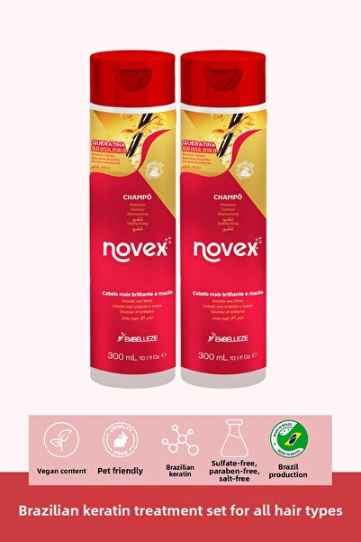 NOVEX شامبو الكيراتين البرازيلي - 300 مل × 2 للشعر التالف