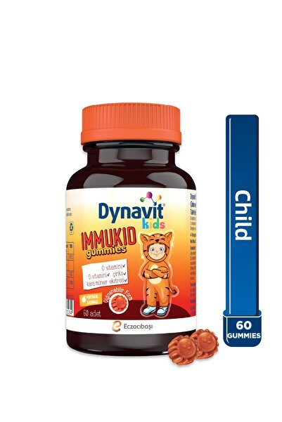 Dynavit حلوى إيموكيد للأطفال 60 قطعة قابلة للمضغ - للمناعة - للأطفال تحتوي على فيتامين سي، د، الزنك، البلسان الأسود