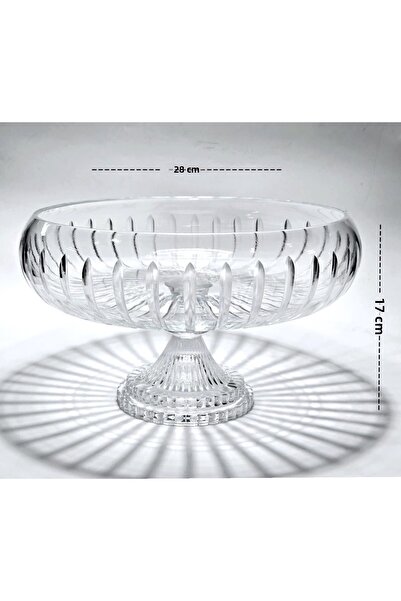 Akden Kristal Crystal Cutting Round Tableware Presentation Glass Bowl