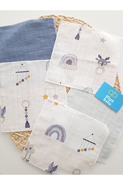 artıbebe Cloudy 7-Pack Muslin Mouth Cloth 100% Cotton Soft Absorbent |   Newborn Mouth Wipes