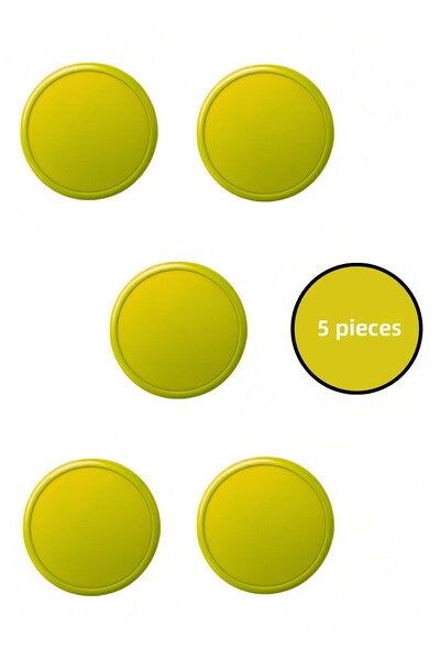 MegaVitrin 5 Pcs Yellow Kids Room Furniture Handle Set - Abs Plastic Single Button Cabinet and Drawer Handles