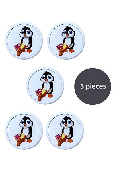 MegaVitrin Set de mânere pentru mobilier pentru camera copiilor Penguin, 5 bu...