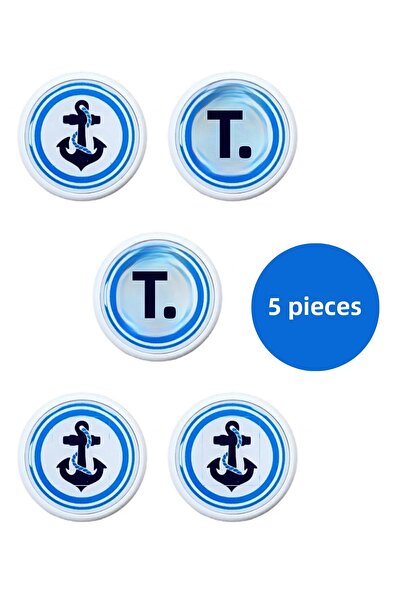 MegaVitrin 5 Pieces Anchor Children's Room Furniture Handle Set - Abs Plastic Single Button Cabinet and Drawer Handles