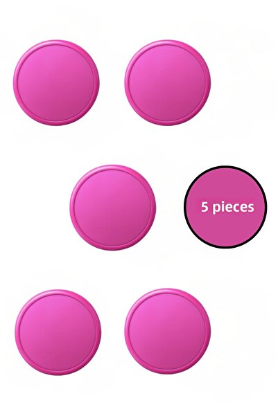 MegaVitrin 5 Pcs Pink Kids Room Furniture Handle Set - Abs Plastic Single Button Cabinet and Drawer Handles